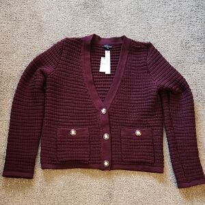 Talbots Deep Burgundy Cardigan Sweater